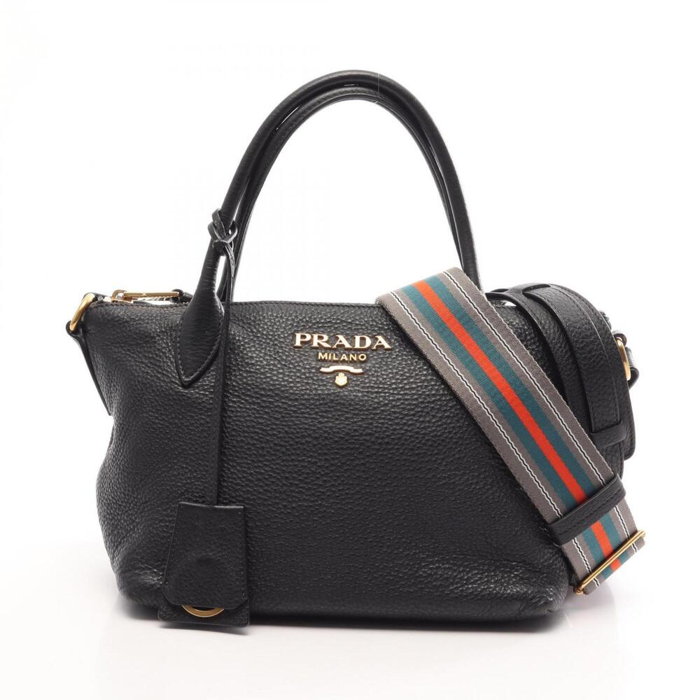 Prada VIT.DAINO 2-Way Handbag, Leather, Women's, Black, 1BA111